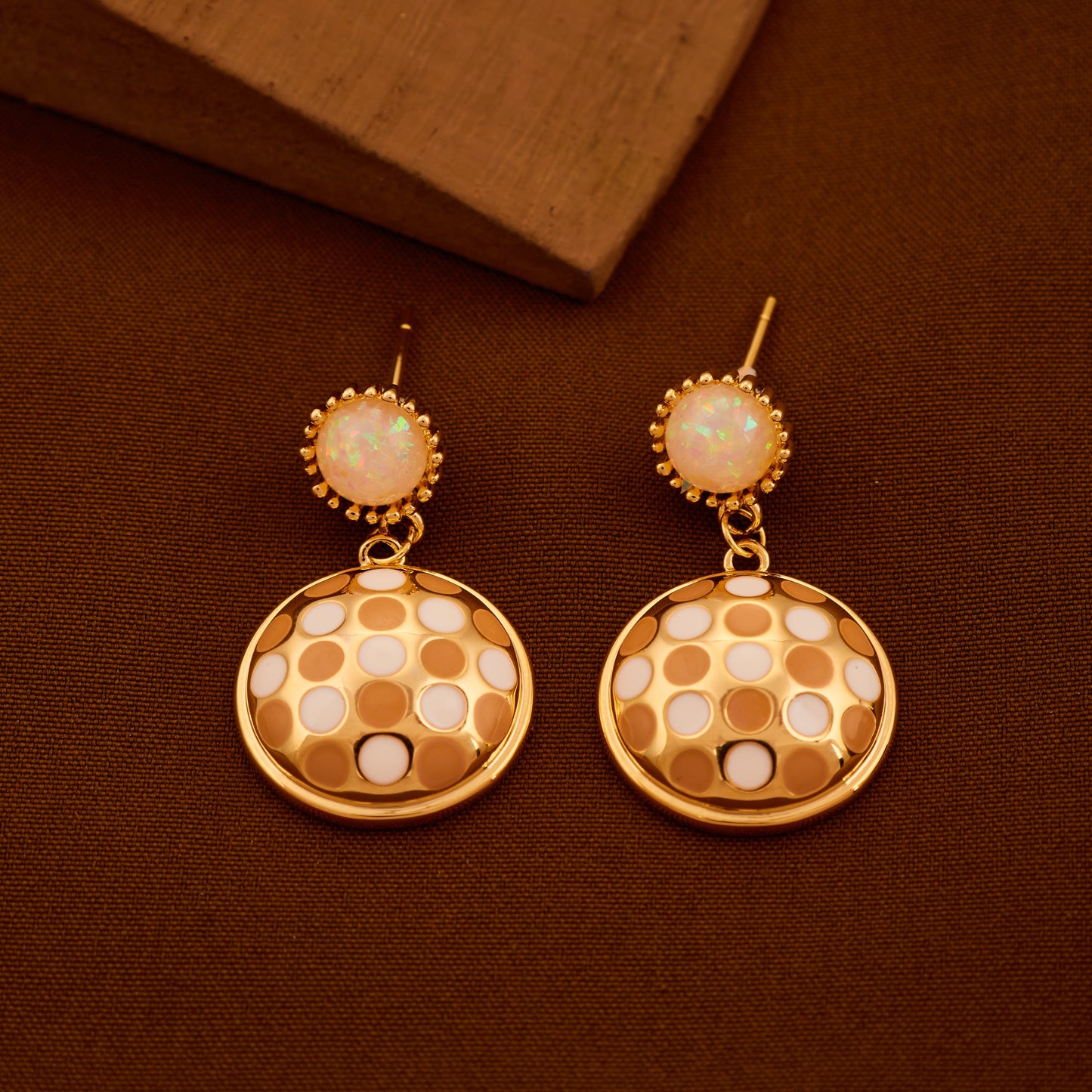 Elegant Gold-Toned Earrings with Pendant Charm