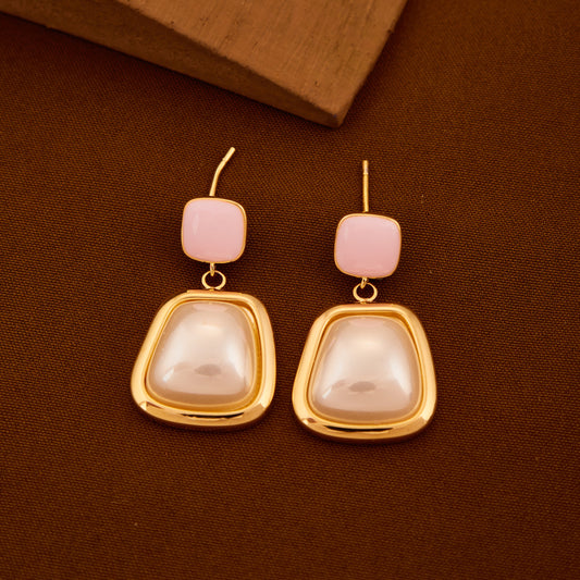 Chic Earrings with Gemstone & Pendant Accents