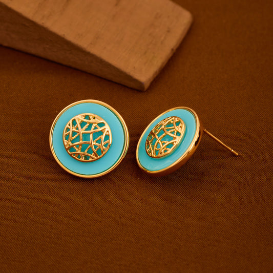 Vibrant Blue Enamel Earrings Bold & Stylish Design