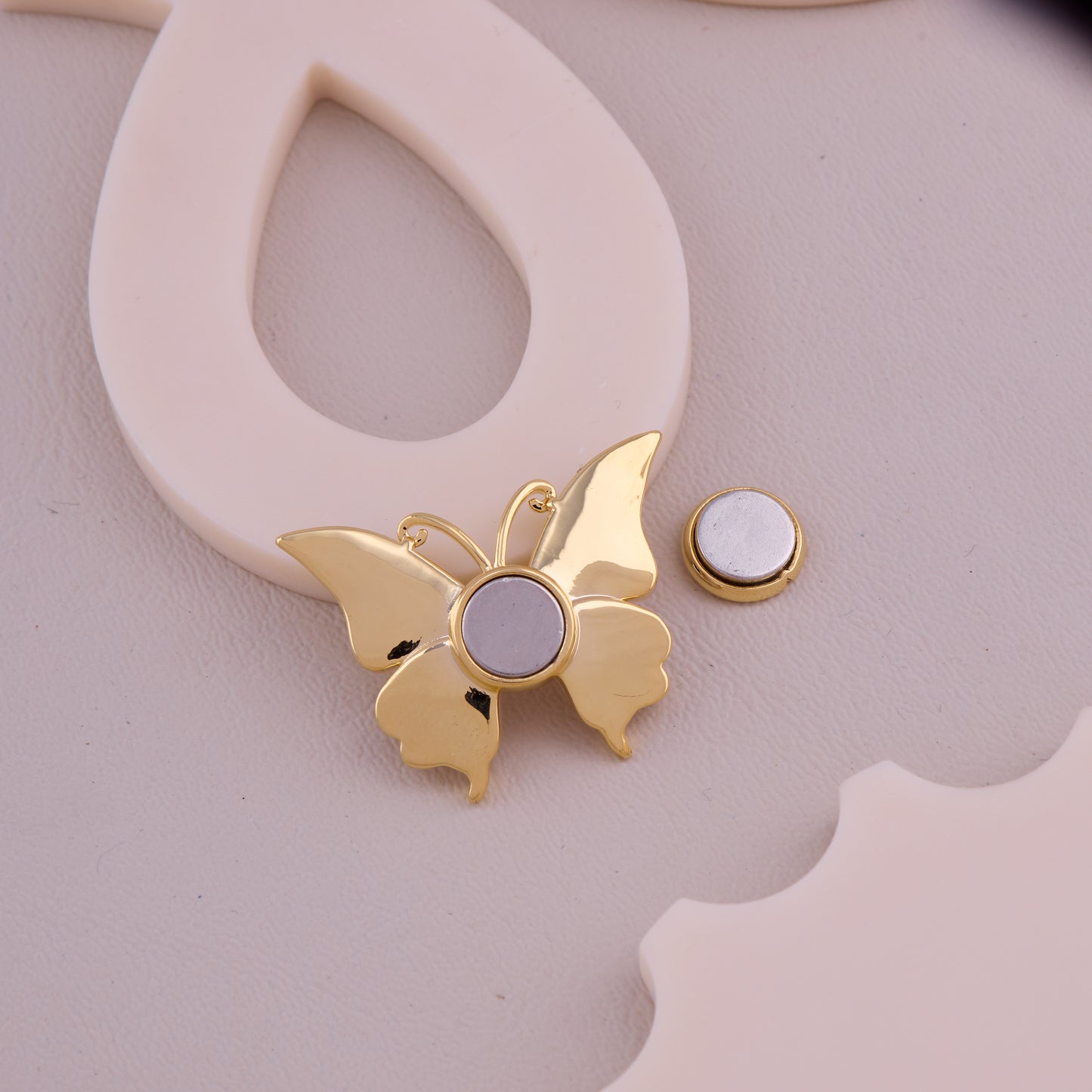 Pink & White Butterfly Brooch