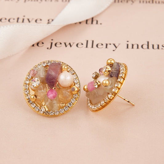Golden Cluster Gemstone Earrings