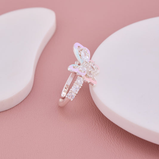 Butterfly Charm Silver Ring
