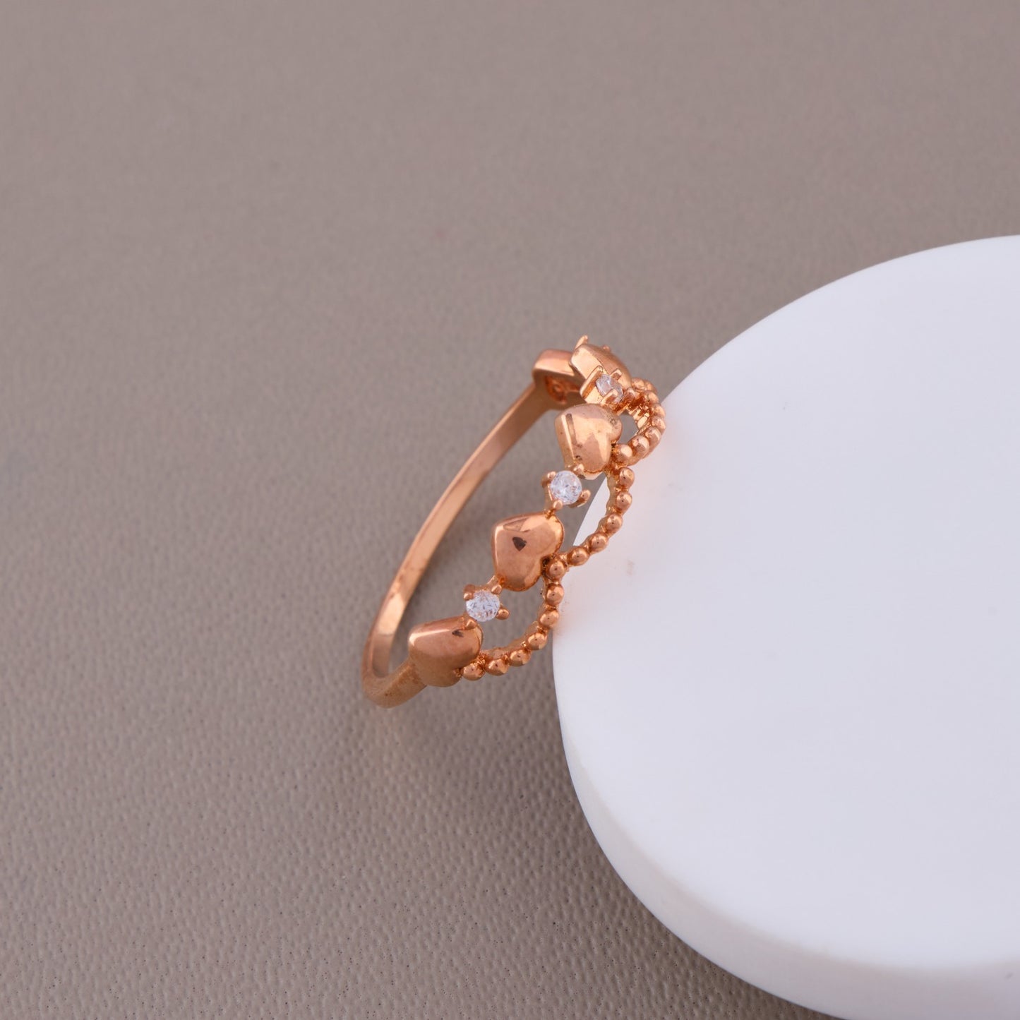 Gold Diamond Ring with Heart-Shaped Design