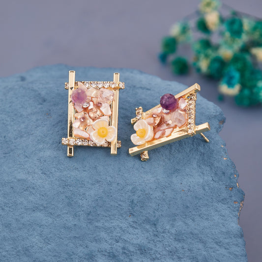 Sparkling Stone & Gem Earrings with Intricate Craftsmanship