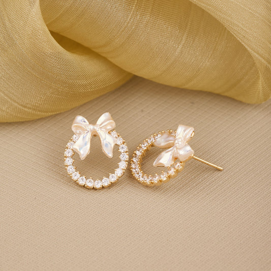 Ivory Bow Earrings with Pearls Elegant & Charming