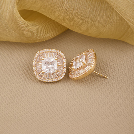 Radiant Square-Cut Diamond Stud Earrings