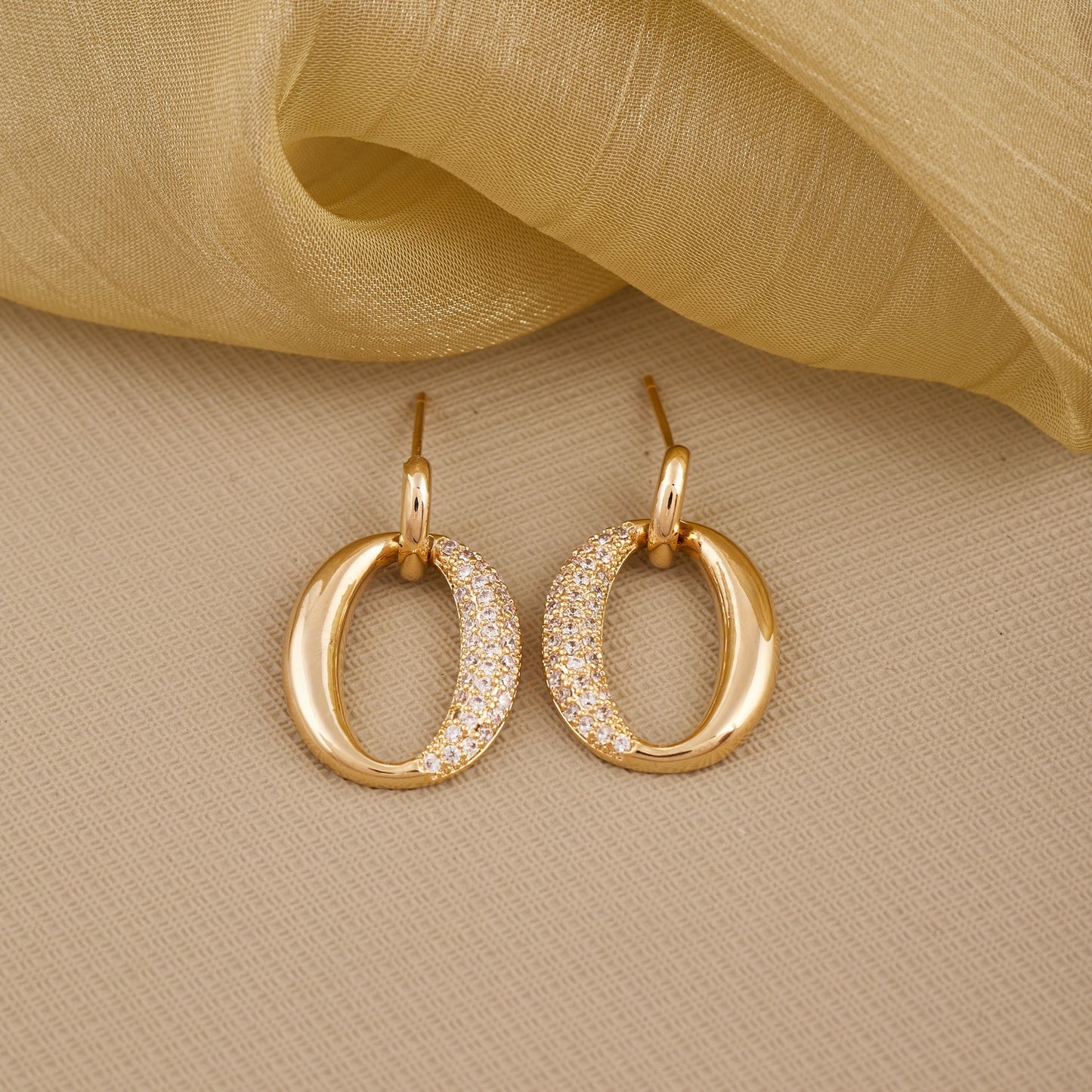 Golden Spark Earrings — Diamonds with a Touch of Luxury