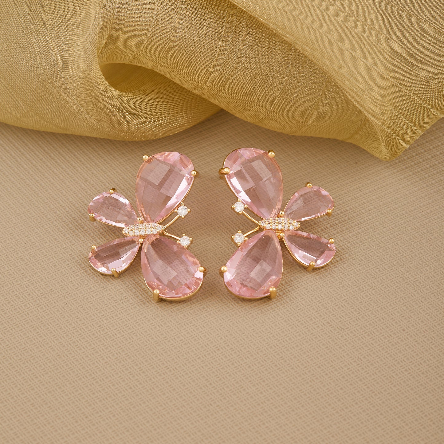 Blush Pink Butterfly Crystal Earrings