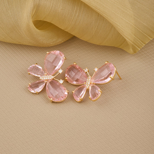 Blush Pink Butterfly Crystal Earrings