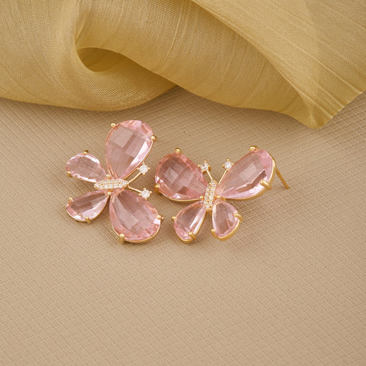 Lilac Pink Earrings Delicate Diamonds & Elegant Charm