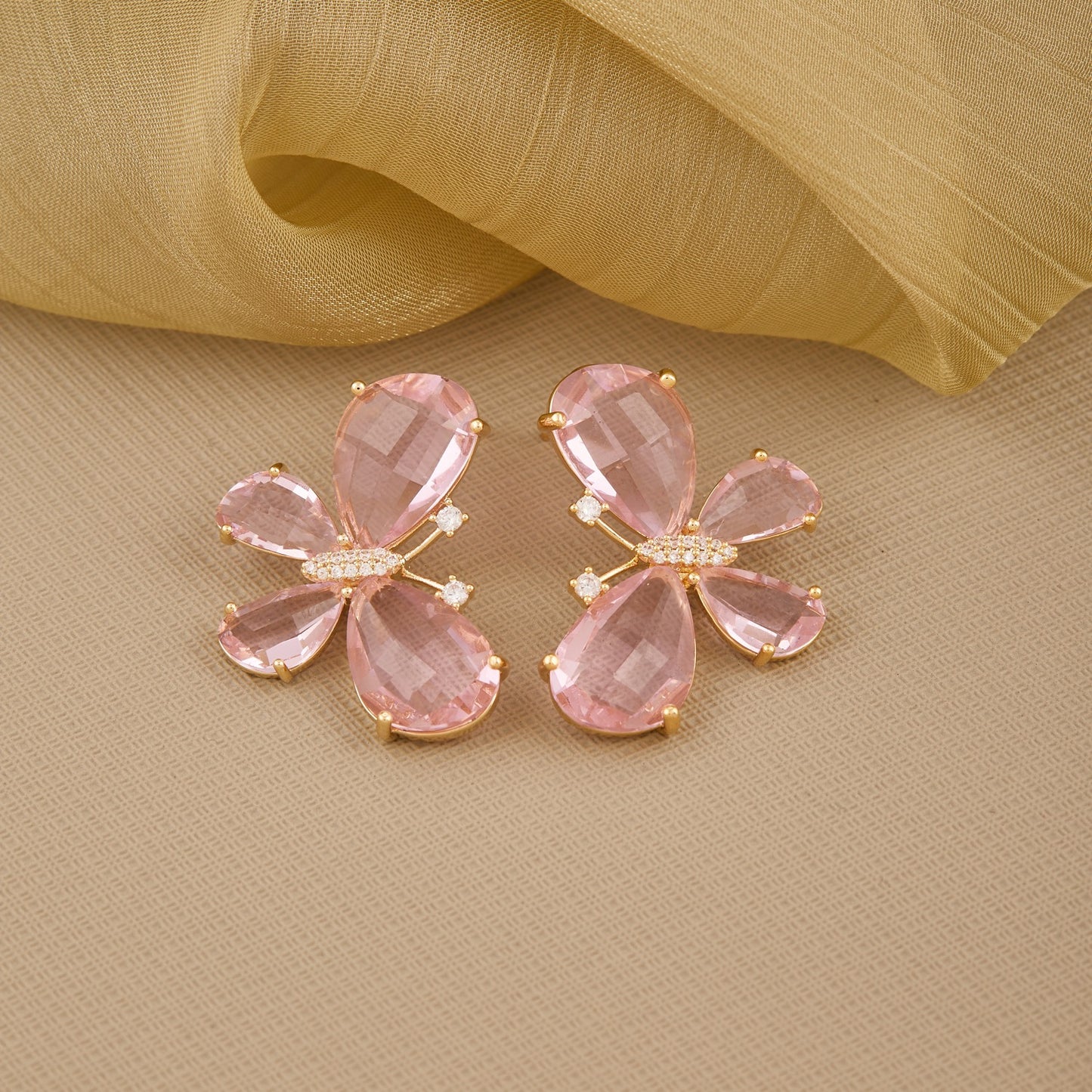 Lilac Pink Earrings Delicate Diamonds & Elegant Charm
