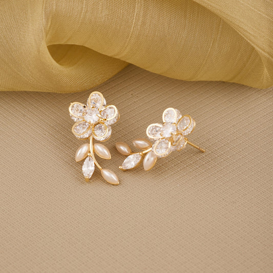 Ivory Floral Earrings Pearls, Crystals & Timeless Craftsmanship