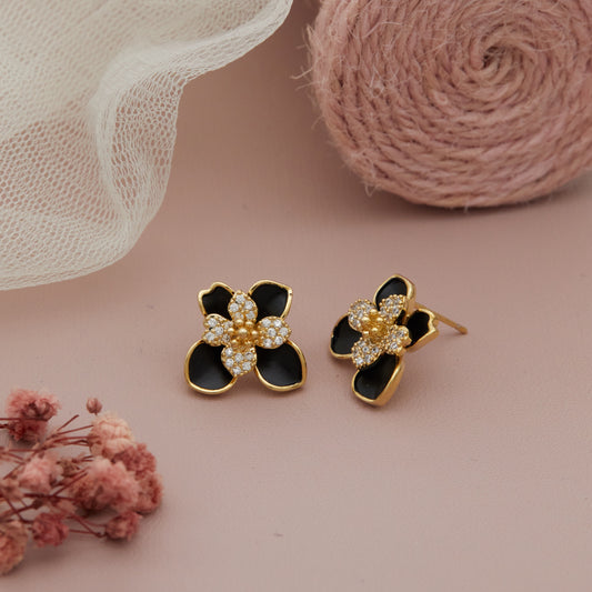 Handcrafted Floral Diamond Earrings – Intricate & Unique
