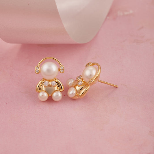 Golden Elegance Earrings Pearls, Diamonds & Modern Glamour
