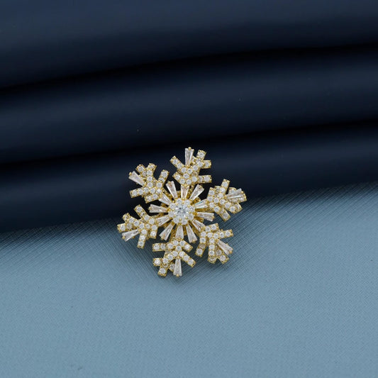 Gold-Tone Crystal Snowflake Brooch by GC Premium Jewellery