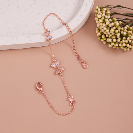 Rose Gold with Crystal-Embellished Butterfly Charms