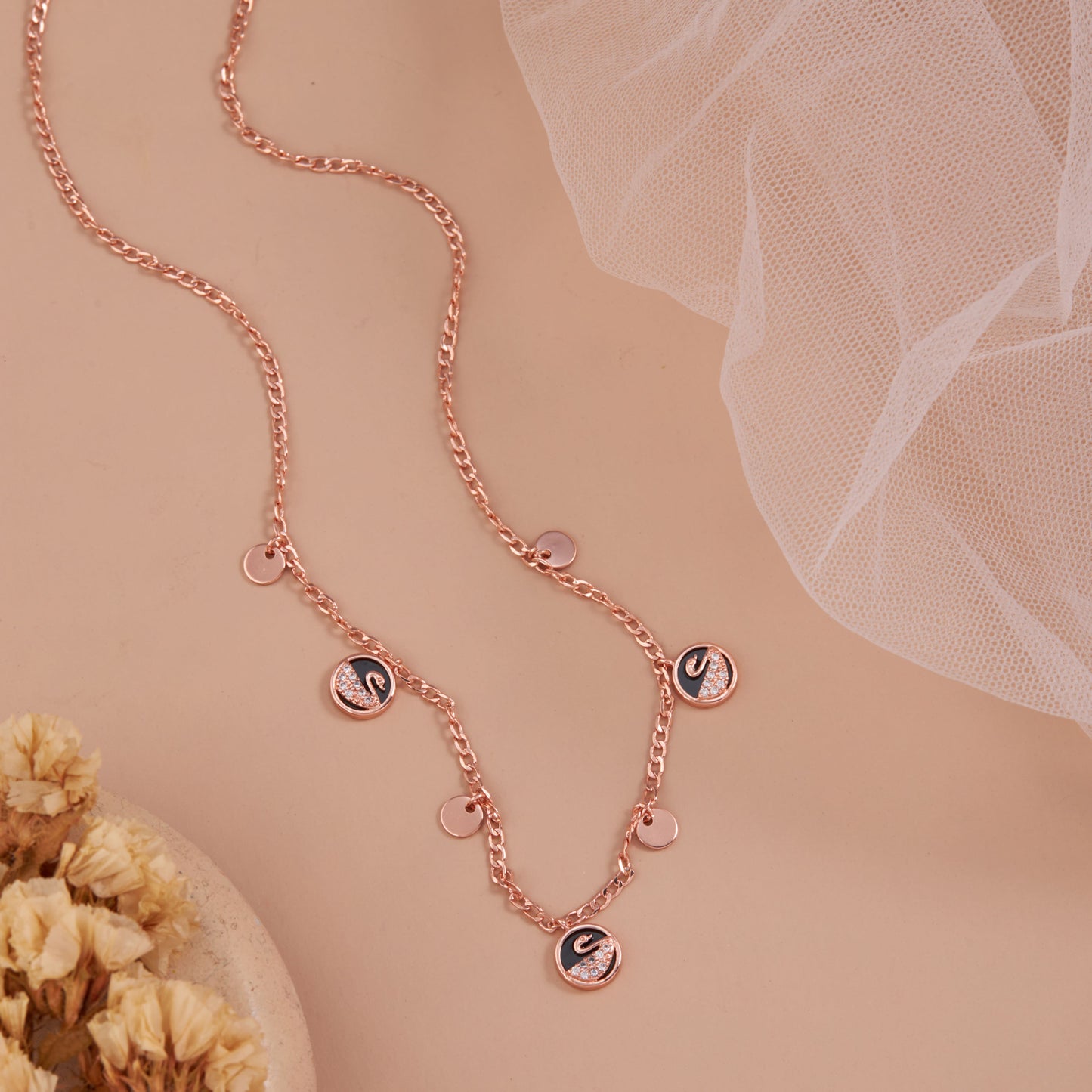 Rose Gold Swan Charm Necklace by GC Premium Jewellery