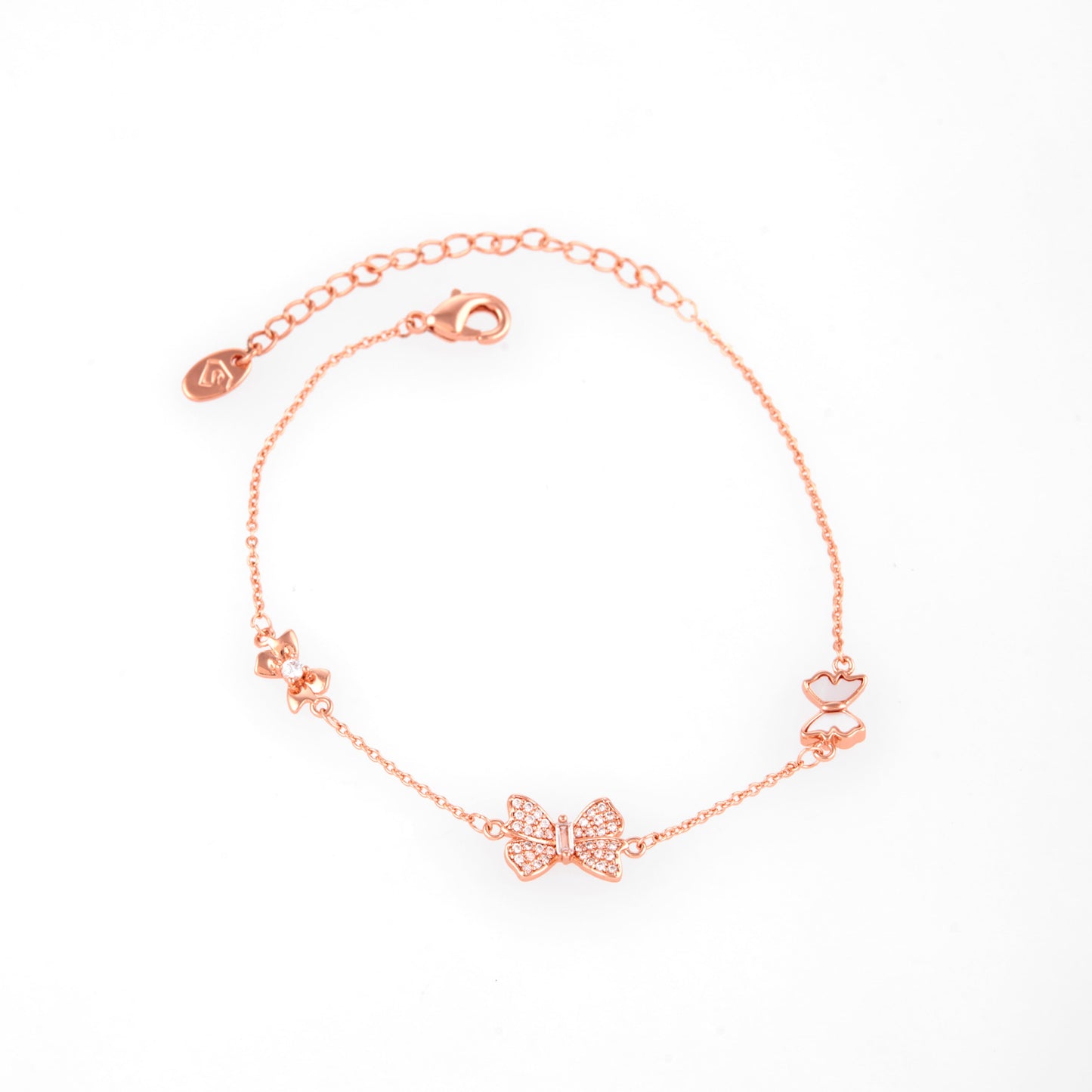 Rose Gold with Crystal-Embellished Butterfly Charms