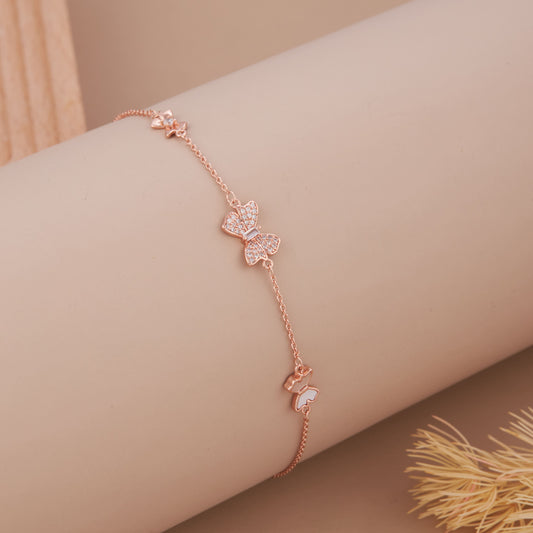 Rose Gold with Crystal-Embellished Butterfly Charms