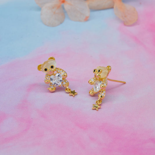 Gold Star Earrings with Diamonds Whimsical Elegance