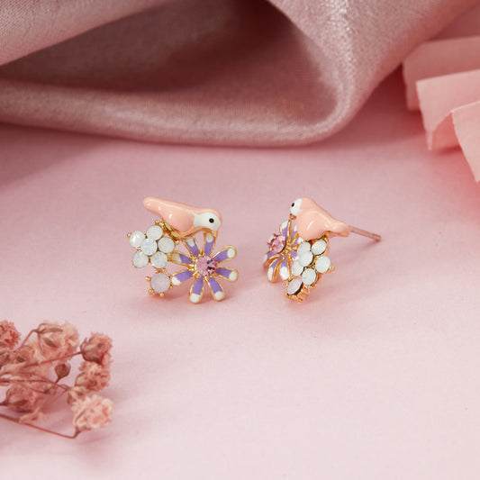 Floral & Bird Earrings Whimsical Nature-Inspired Artistry