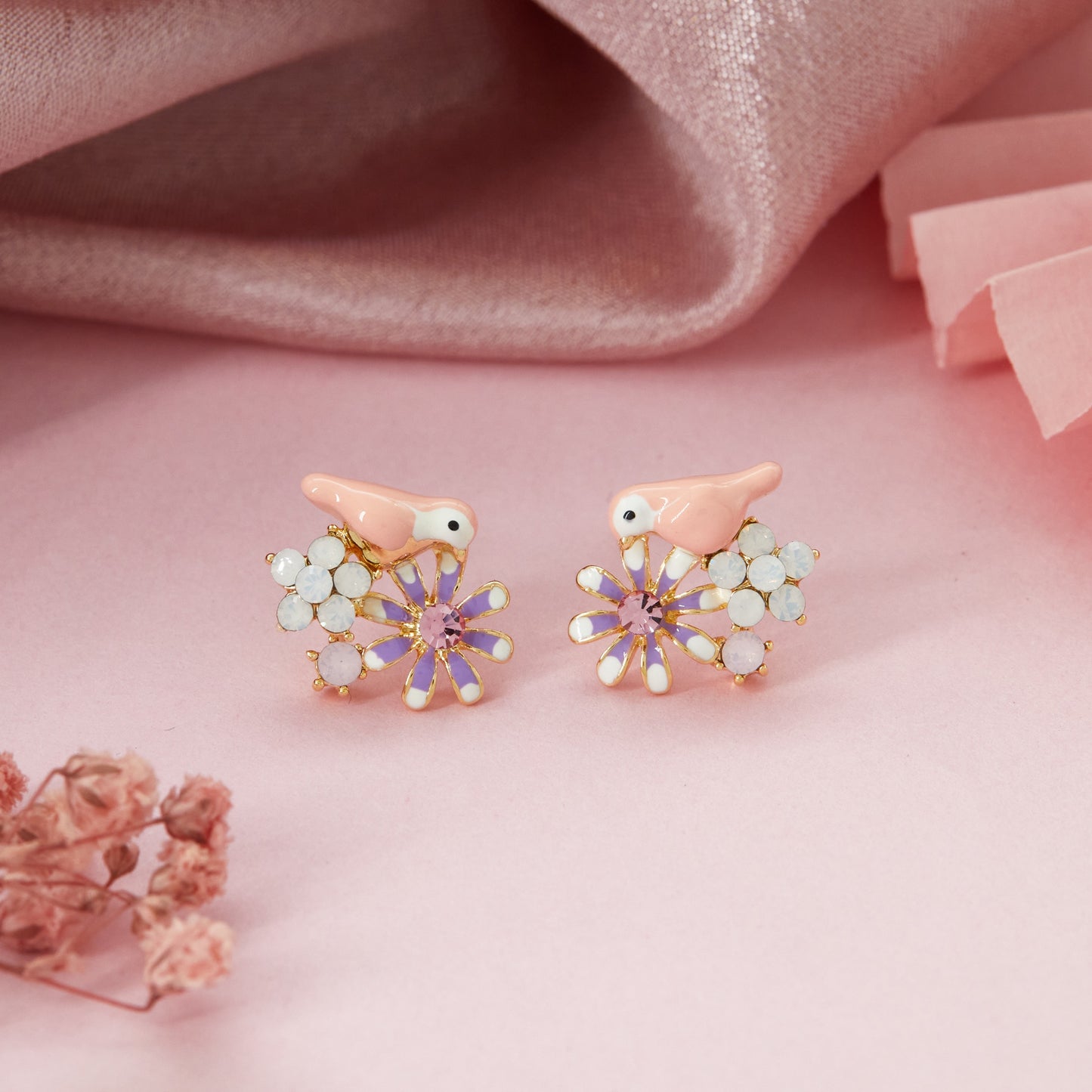 Floral & Bird Earrings Whimsical Nature-Inspired Artistry