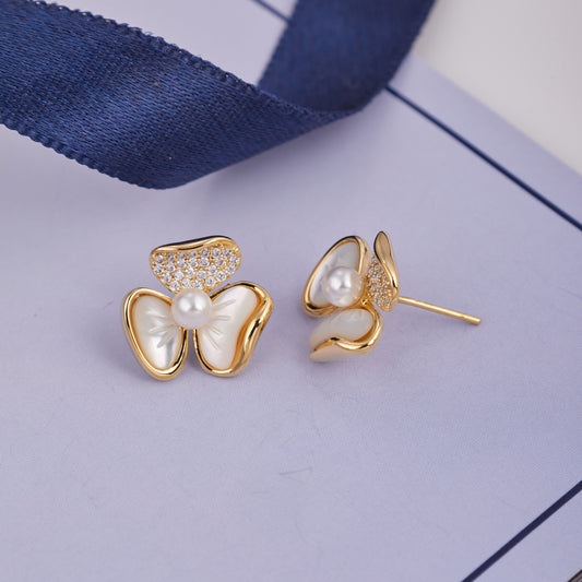 Gold Earrings with Pearls & Diamonds Sophisticated Bling