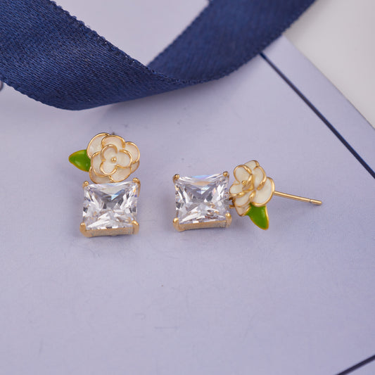 Floral Earrings with Gemstones & Diamonds Elegant Statement Jewelry