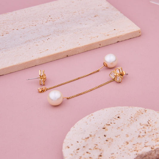 Elegant Pearl & Gold Earrings