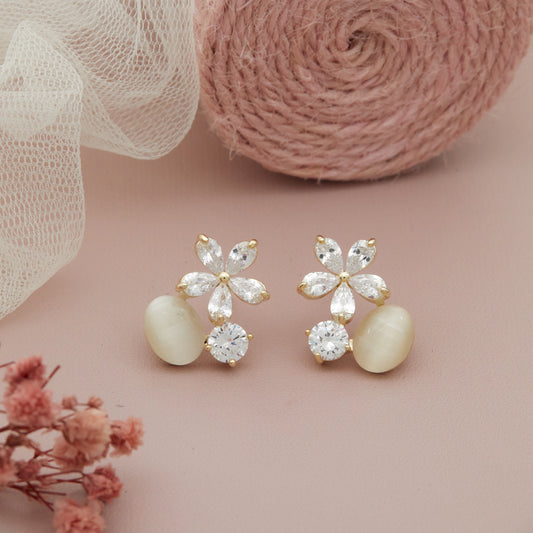 Handmade Floral & Pearl Earrings – Delicate and Stylish