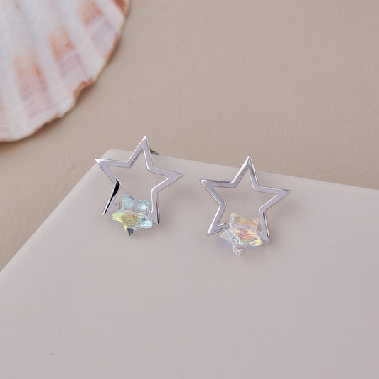 Silver Star Earrings Trendy & Radiant