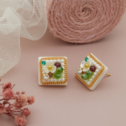 Floral Garden Square Studs