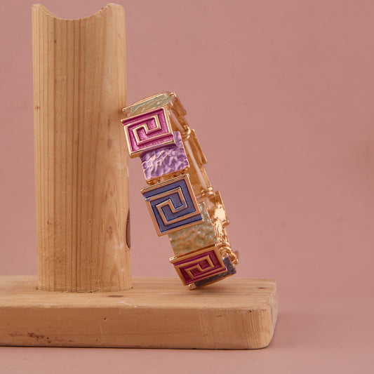 Colorful Geometric Enamel Finish Square Bracelet