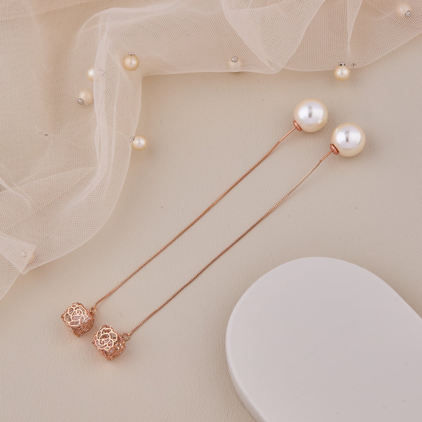 Pearl Chain Earrings Contemporary Elegance
