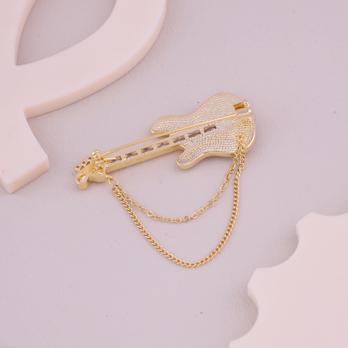Crystal Guitar Brooch
