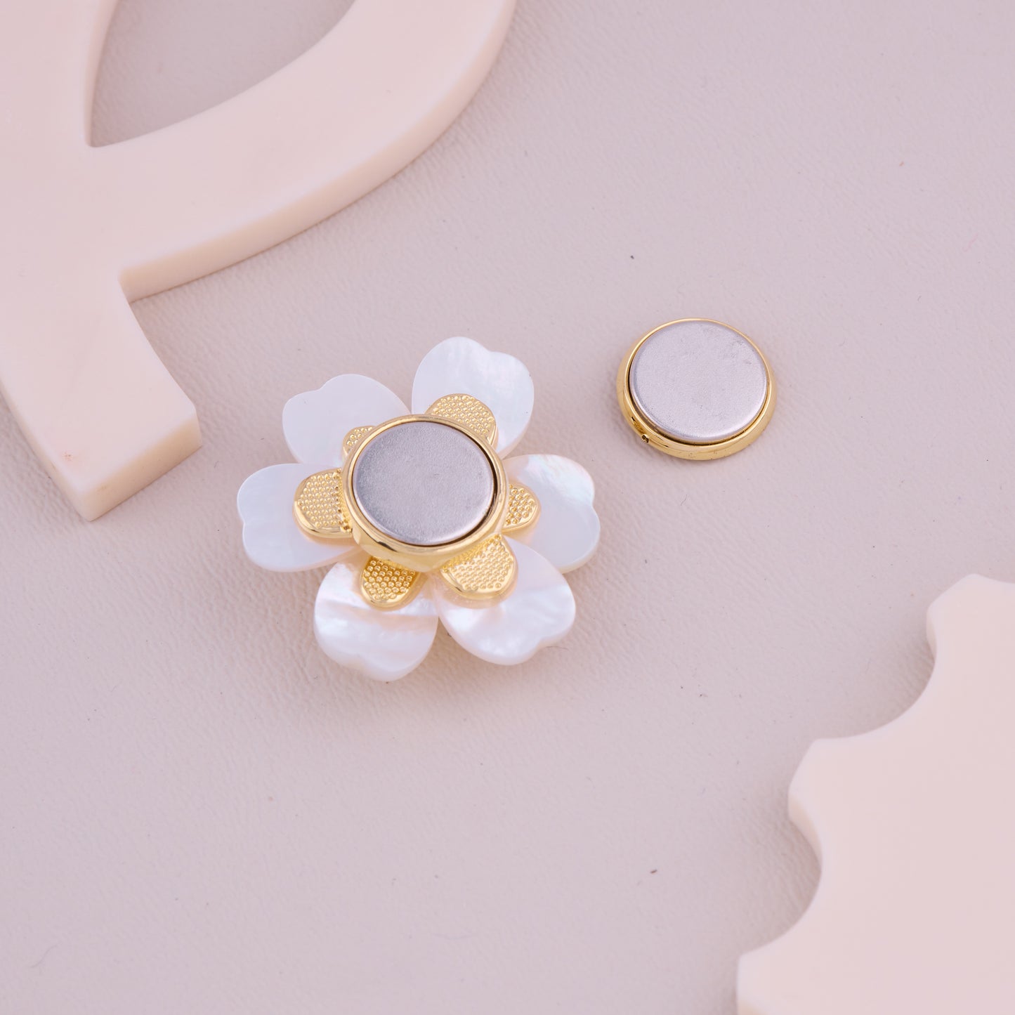 White Petal Crystal Flower Brooch