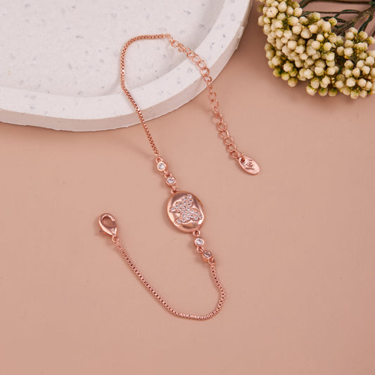 Rose Gold with Crystal Accents and Butterfly Motif