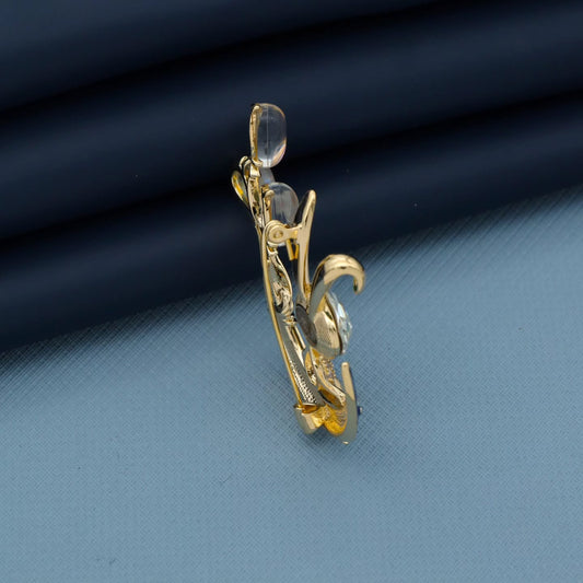 Crystal Bunny on Crescent Moon Brooch with Blue Balloons