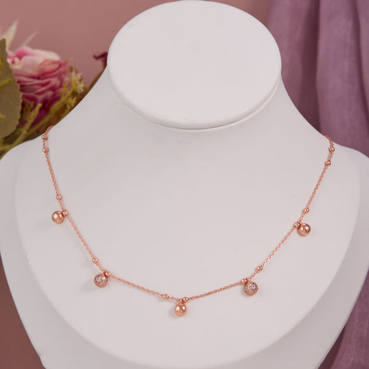 Rose Gold-Plated Beaded Charm Necklace by GC Premium Jewellery