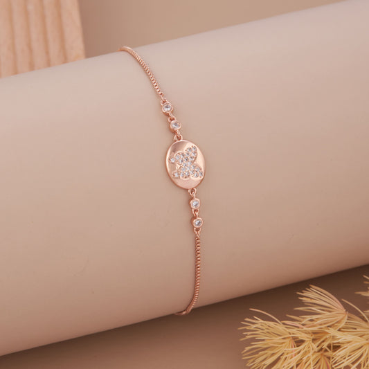 Rose Gold with Crystal Accents and Butterfly Motif