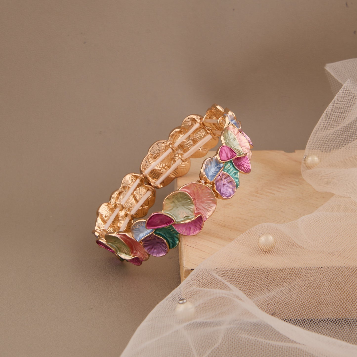 Colorful Petal Multicolor Enamel Charm Bracelet