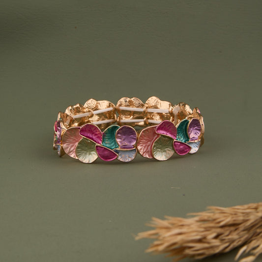 Colorful Petal Multicolor Enamel Charm Bracelet