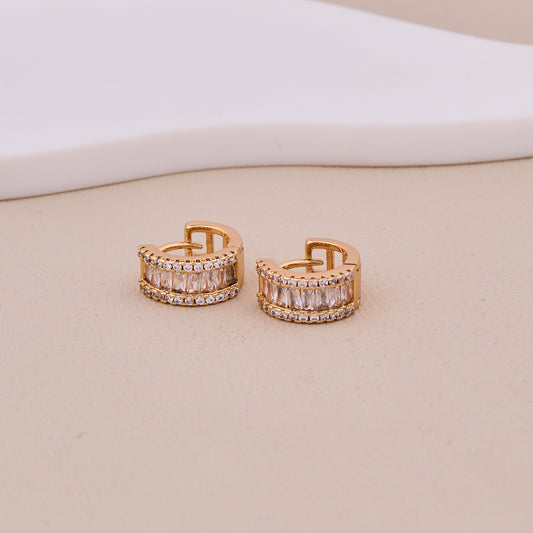 Rose Gold Double Row Crystal Hoop Earrings