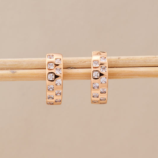 Rose Gold CZ Hoop Earrings
