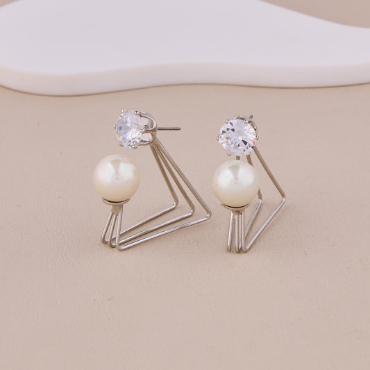 Elegant Pearl & Crystal Stud Earrings