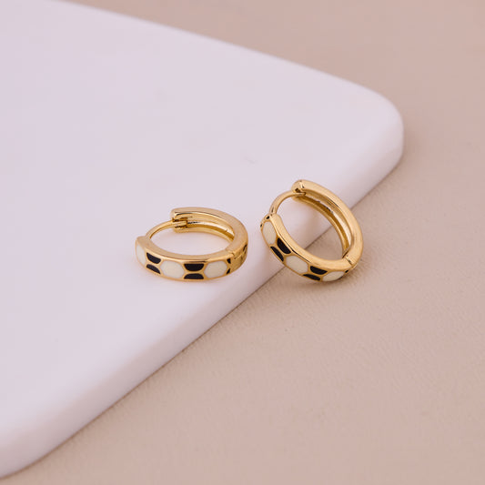 Gold Enamel Hoop Earrings