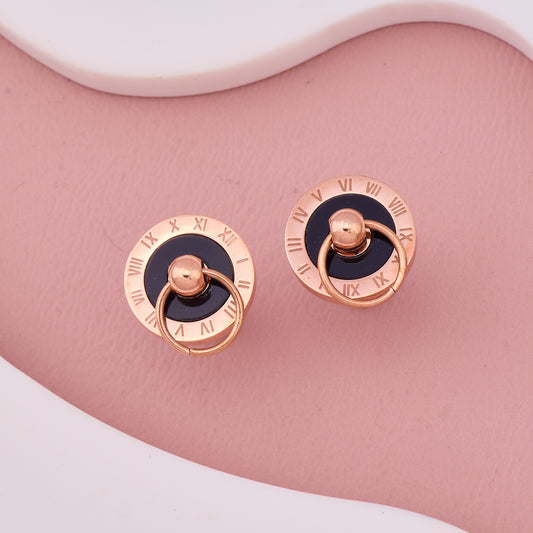 Rose Gold Roman Numeral Stud Earrings