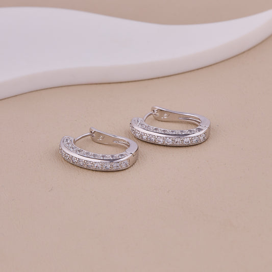 Silver Crystal Hoop Earrings