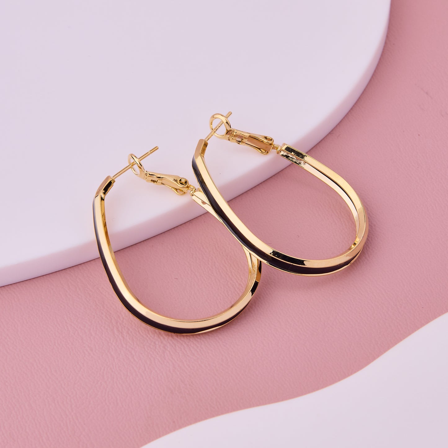 Noir Chic Gold Hoops