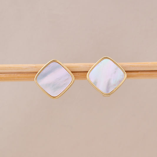 Lustrous Shell Gold Stud Earrings
